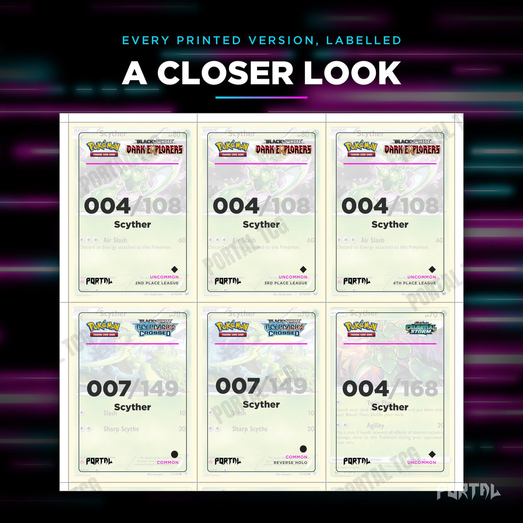 Close up of one Scyther placeholder page