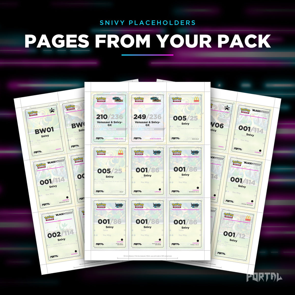 Pages from the Snivy placeholder pack