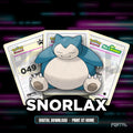 Snorlax character master set placeholder cards, digital download, Portal TCG