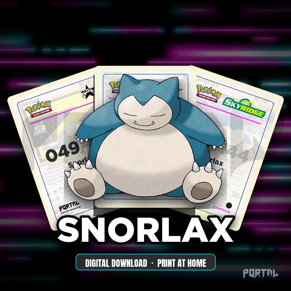 Snorlax character master set placeholder cards, digital download, Portal TCG