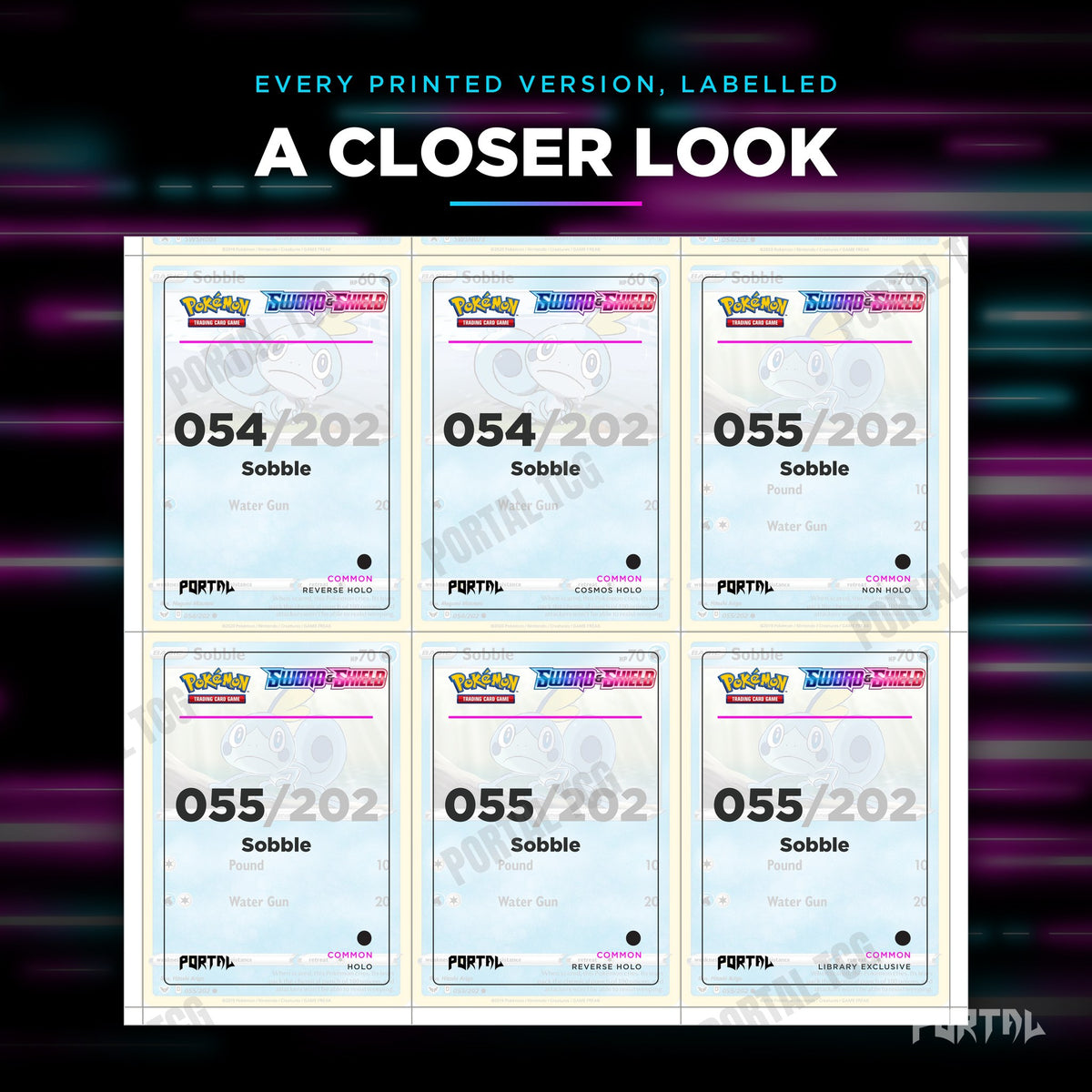 Close up of one Sobble placeholder page