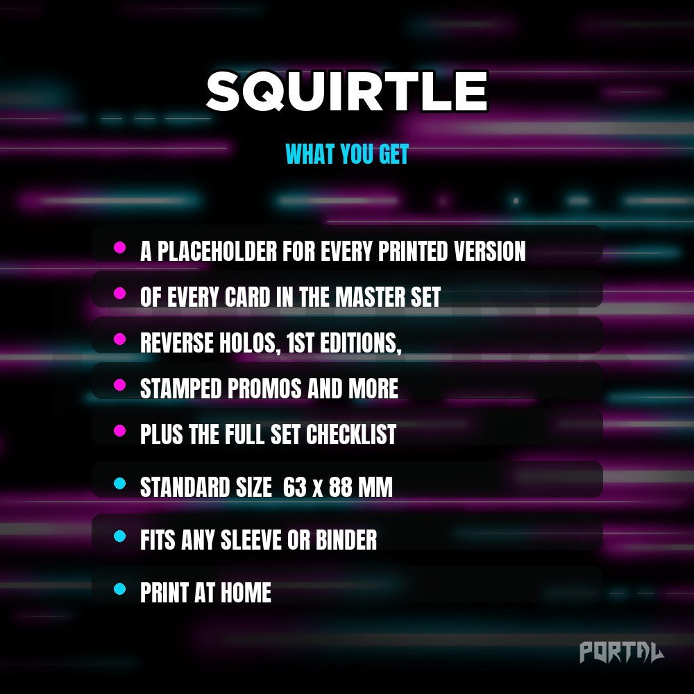 What you get in the Squirtle placeholder pack