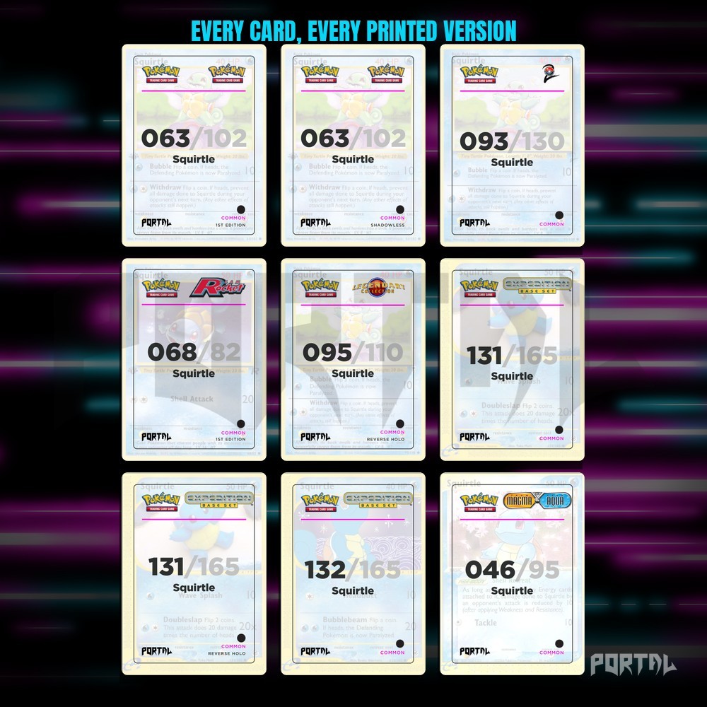 A binder page of Squirtle placeholders