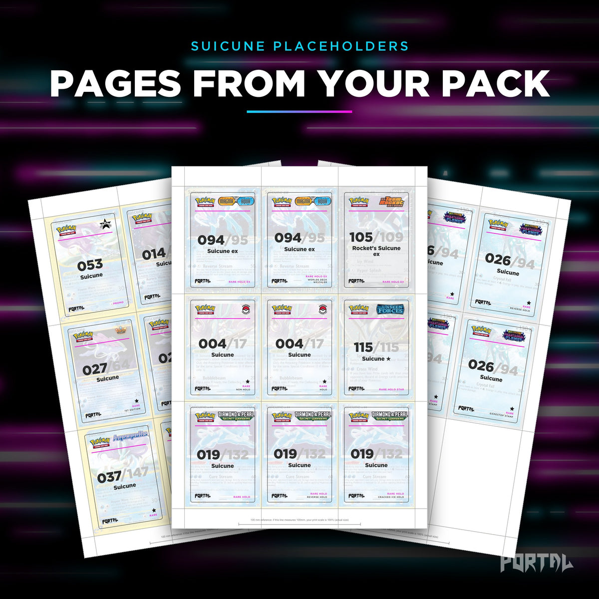 Pages from the Suicune placeholder pack