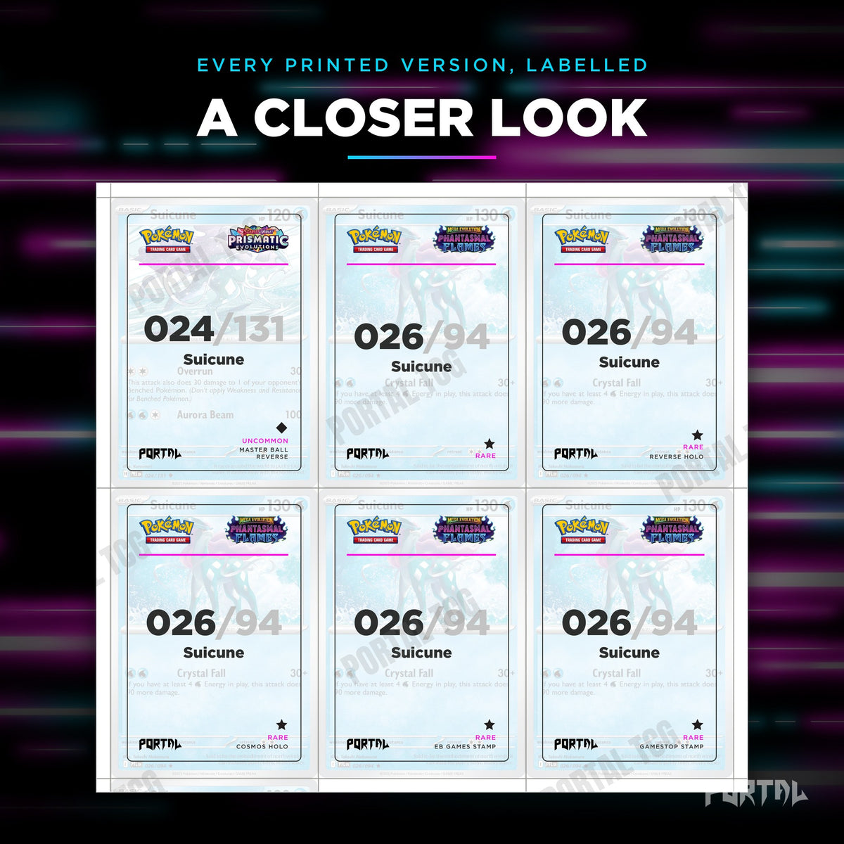 Close up of one Suicune placeholder page