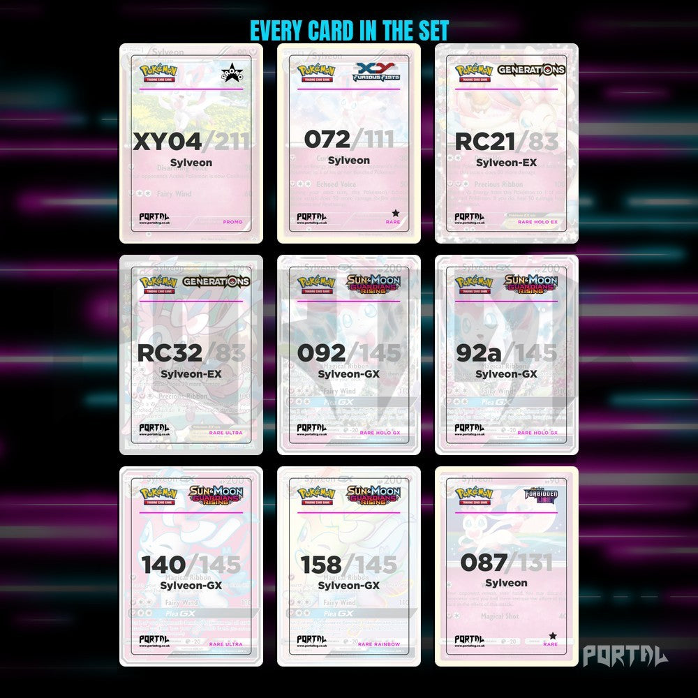 Sylveon character master set placeholders, binder page, Portal TCG