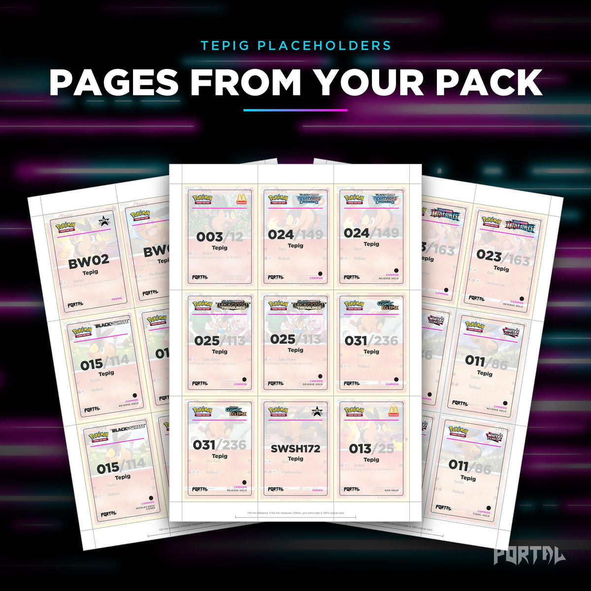Pages from the Tepig placeholder pack