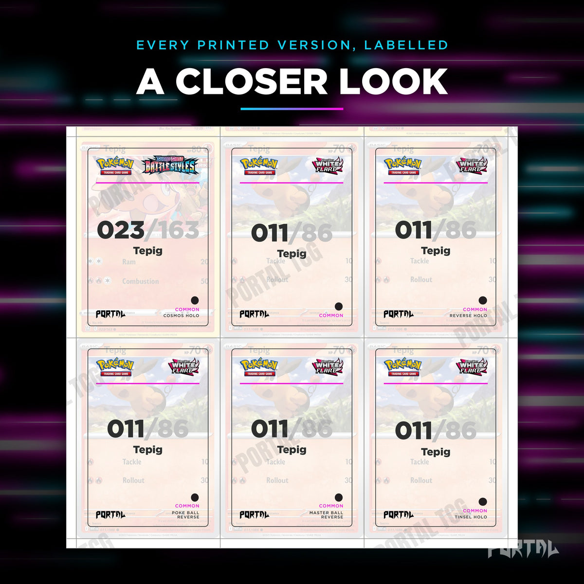 Close up of one Tepig placeholder page
