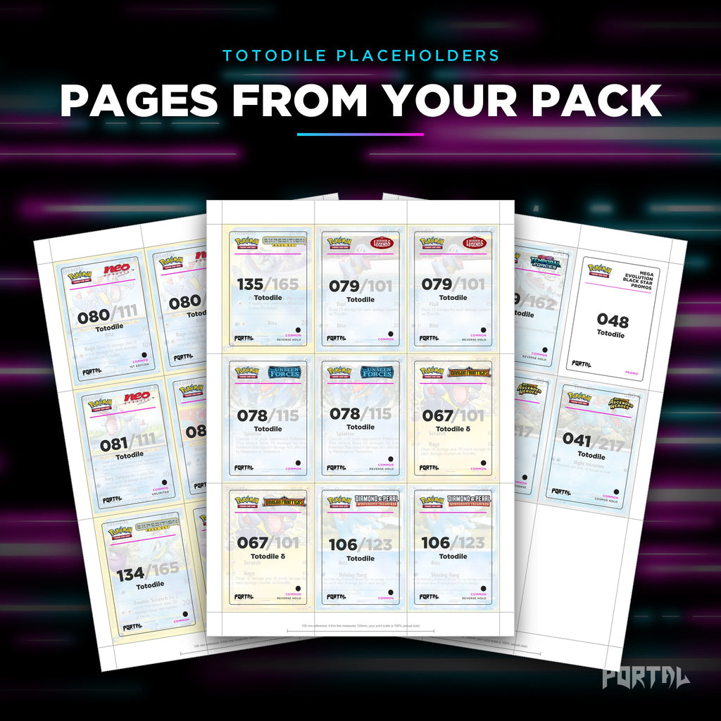 Pages from the Totodile placeholder pack