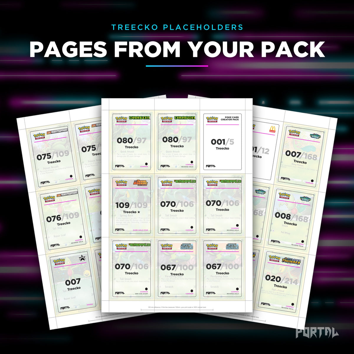 Pages from the Treecko placeholder pack