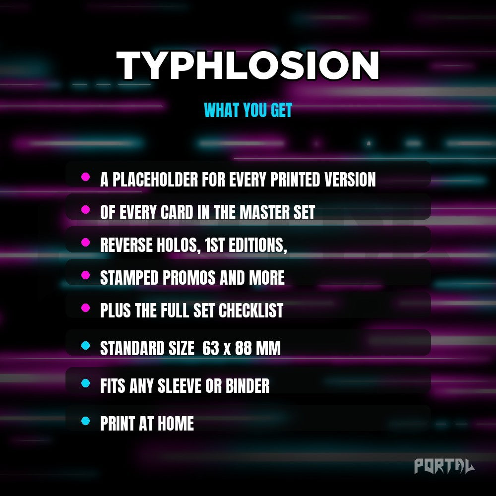 What you get in the Typhlosion placeholder pack