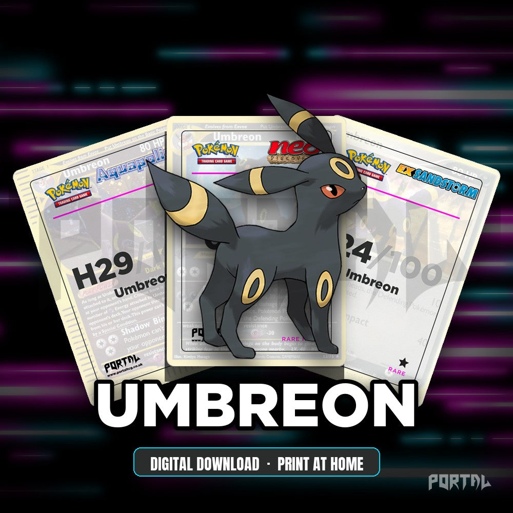 Umbreon character master set placeholder cards, digital download, Portal TCG