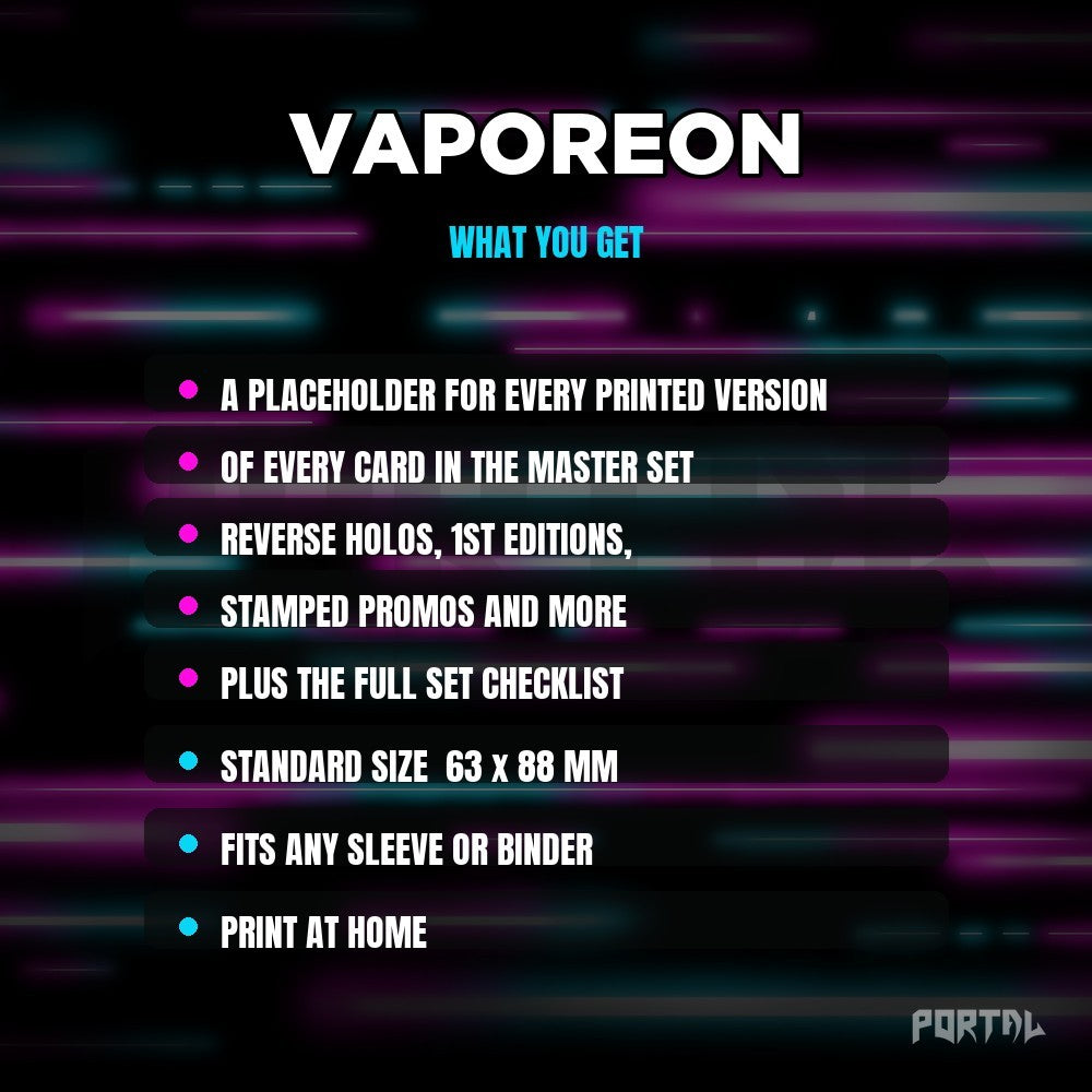 What you get in the Vaporeon placeholder pack