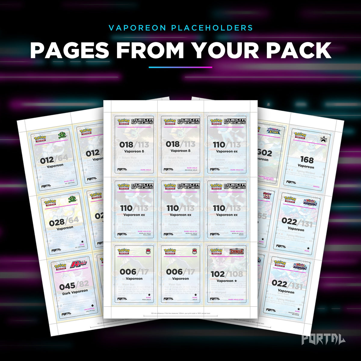 Pages from the Vaporeon placeholder pack