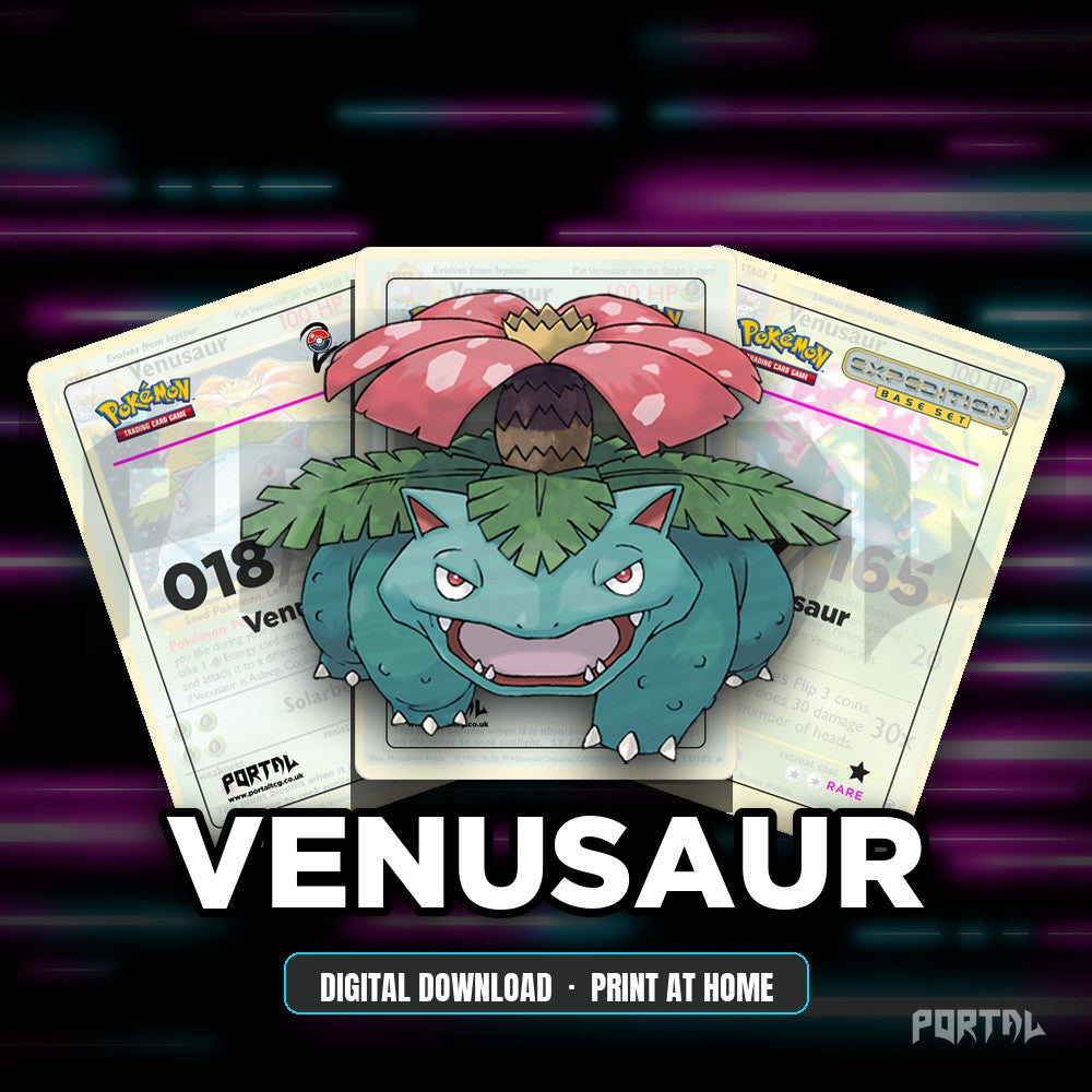Venusaur character master set placeholder cards, digital download, Portal TCG