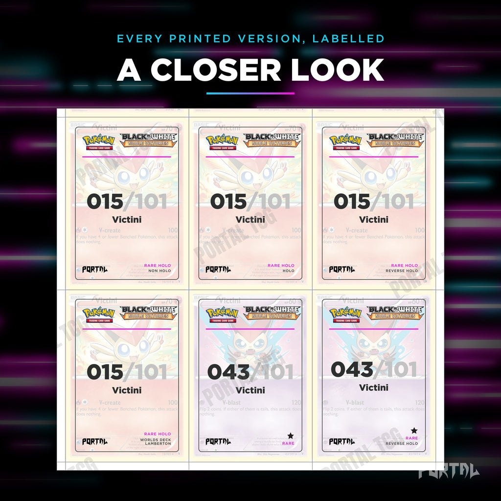 Close up of one Victini placeholder page