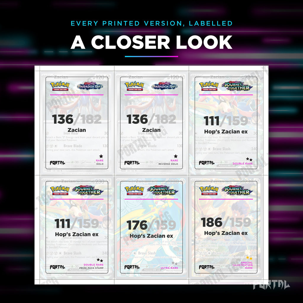 Close up of one Zacian placeholder page