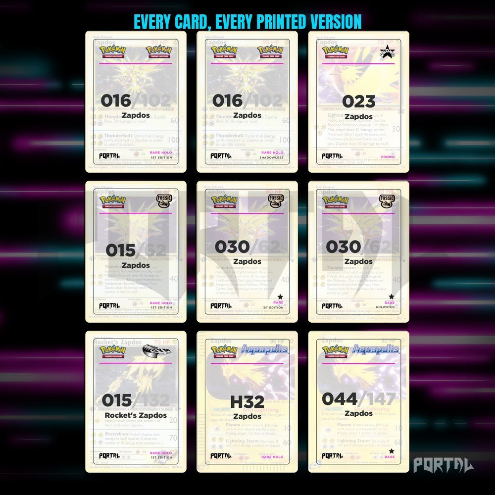 A binder page of Zapdos placeholders