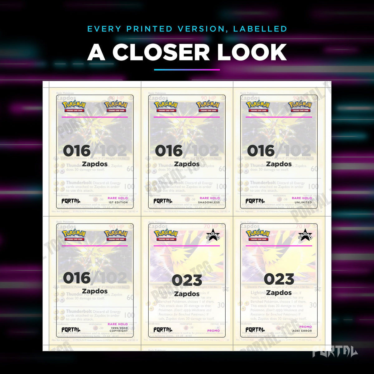 Close up of one Zapdos placeholder page