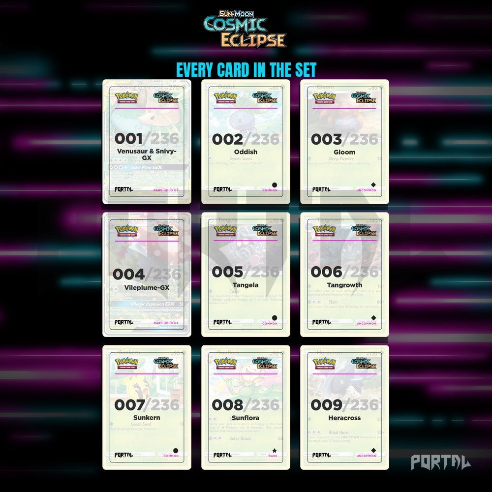 Pokemon Cosmic Eclipse master set placeholders, binder page, Portal TCG