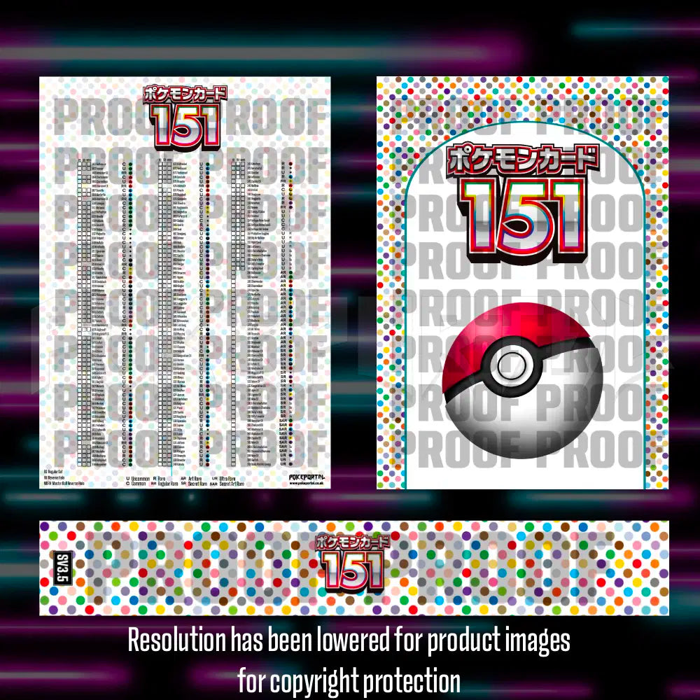Pokemon 151 Japanese master set checklist vinyl sticker kit by Portal Customs