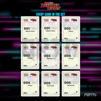 Destined Rivals placeholder cards laid out in a nine pocket binder page