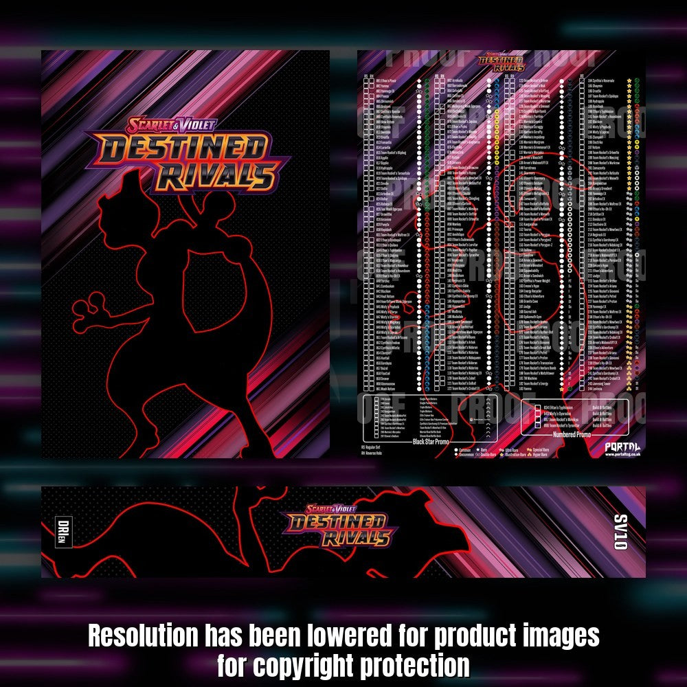 Pokemon Destined Rivals master set checklist kit, full kit with cover, spine and checklist, Portal TCG