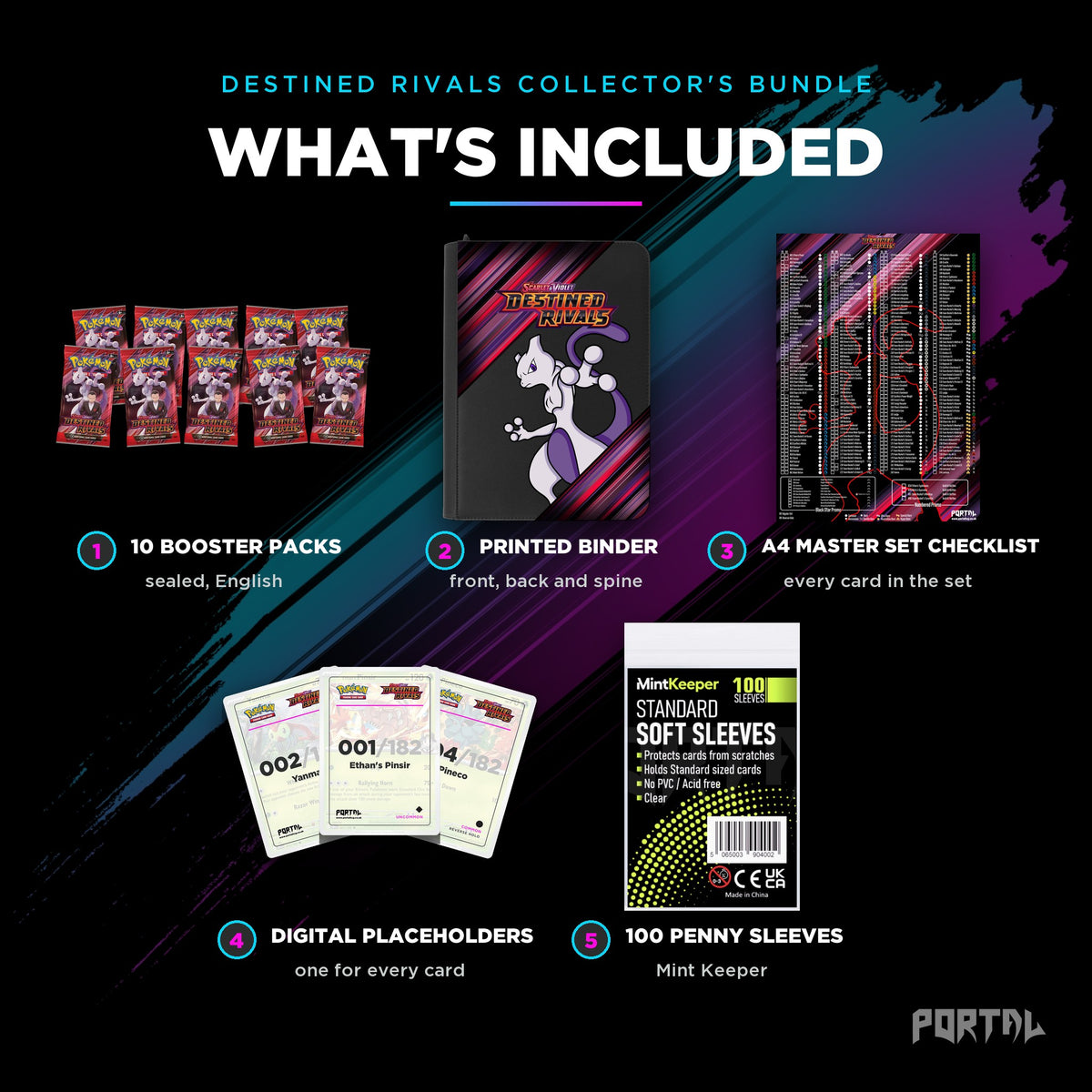 Pokemon Destined Rivals Collector's Bundle, what's included, Portal TCG