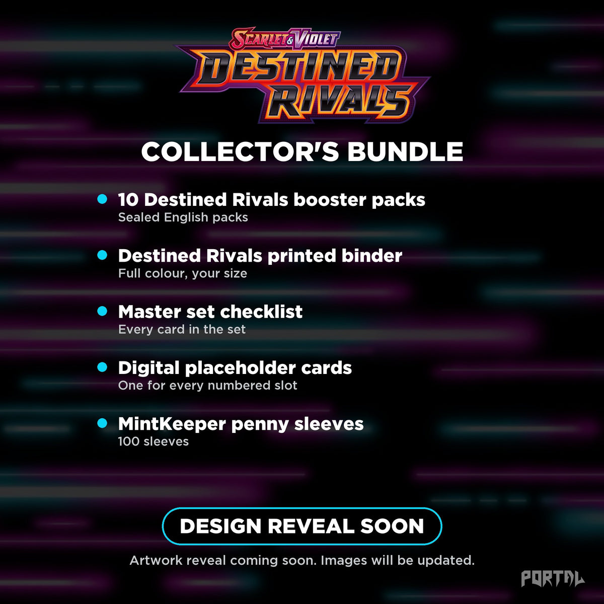 Pokemon Destined Rivals Master Set Collector's Bundle, what's included, temporary image, Portal TCG