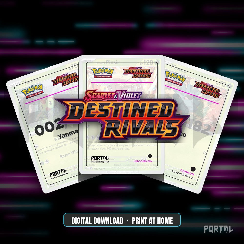 Destined Rivals master set placeholders, digital download, Portal TCG