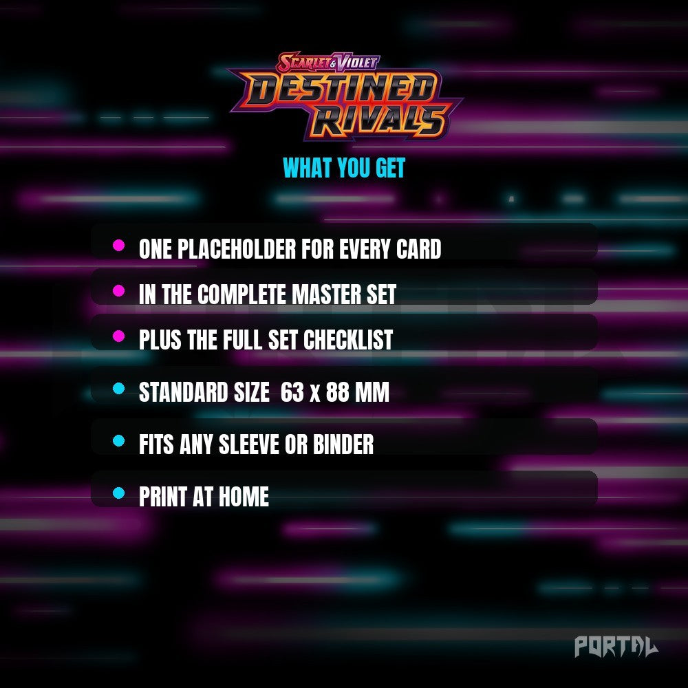 Destined Rivals master set placeholders, what you get, Portal TCG