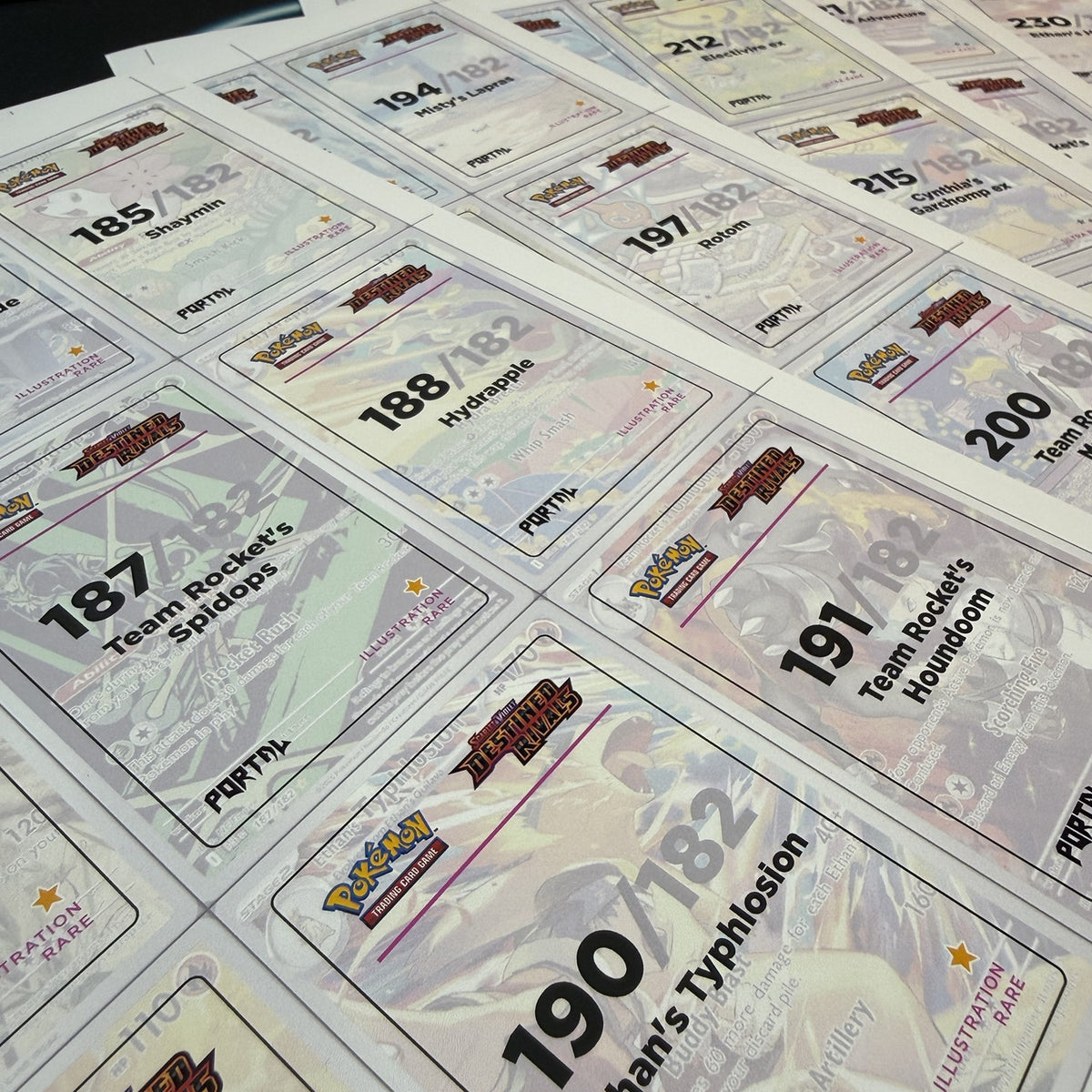 Destined Rivals placeholder sheets printed at home, Portal TCG