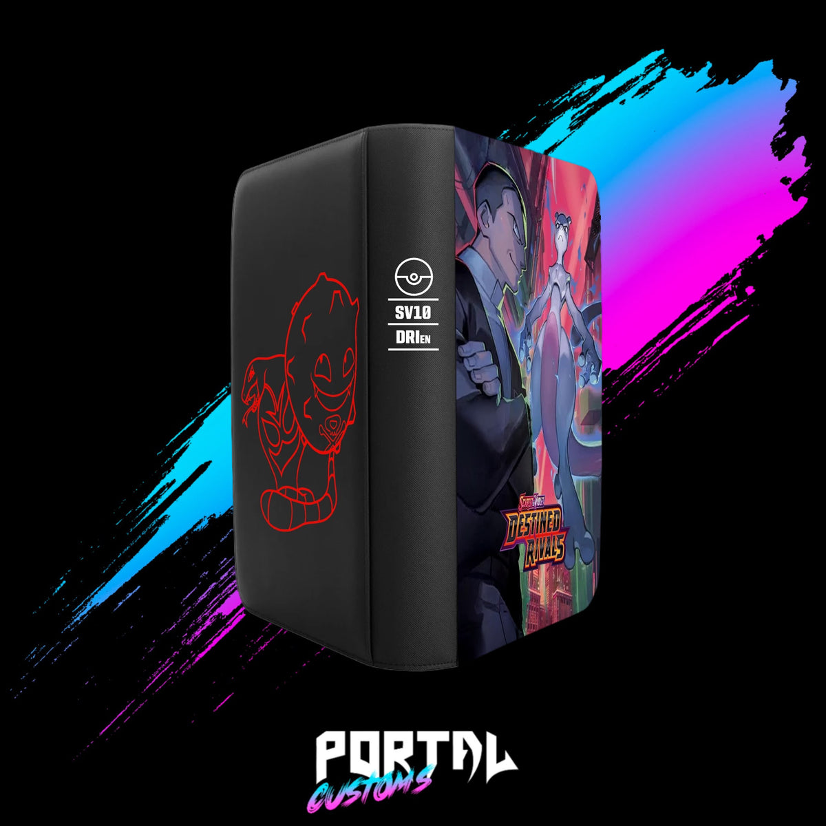 Destined Rivals Premium Printed Binder, angled spine, Portal TCG