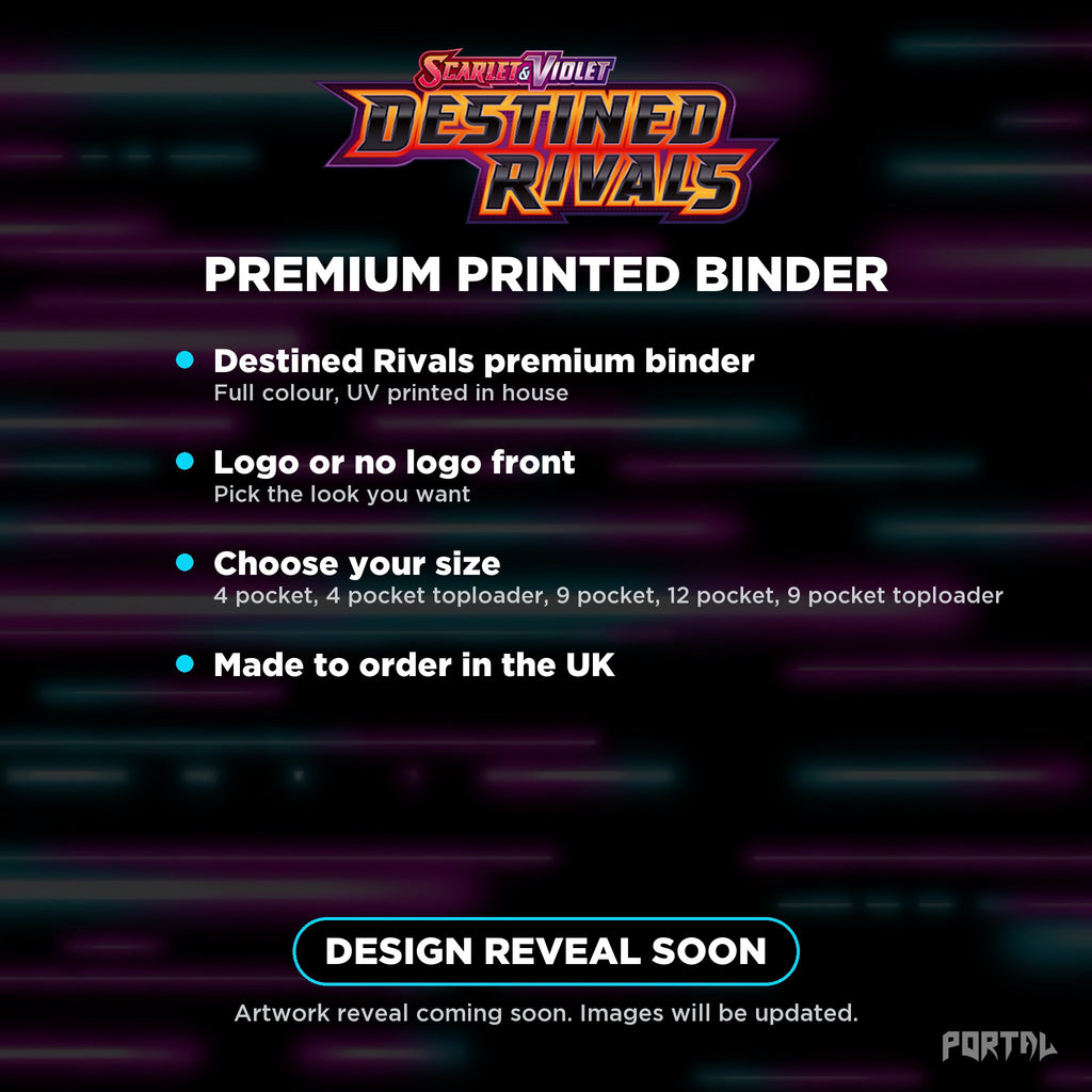 Pokemon Destined Rivals Premium Printed Binder, what you get, temporary image, Portal TCG