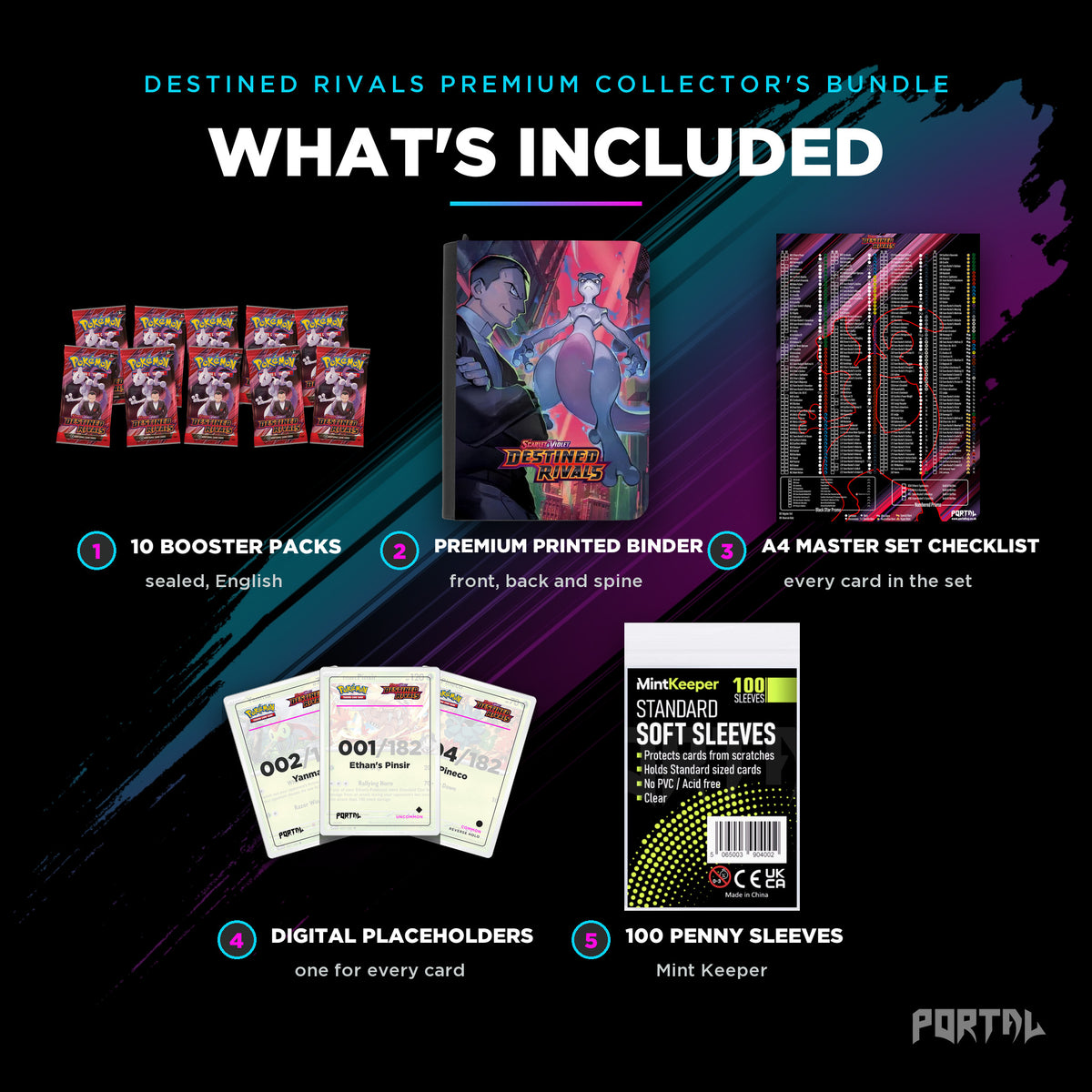 Destined Rivals Premium Master Set Collector's Bundle, whats included, Portal TCG