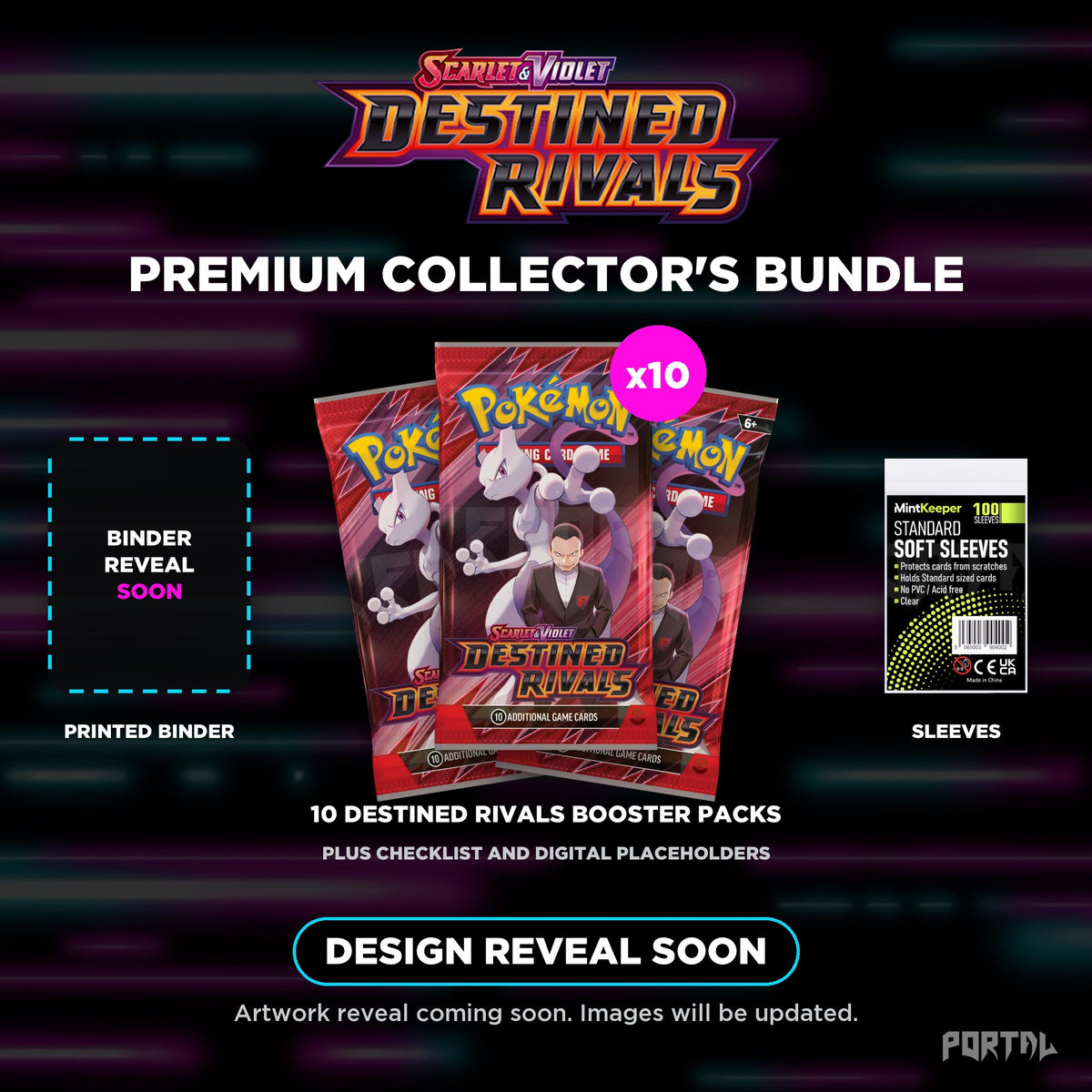 Pokemon Destined Rivals Premium Master Set Collector's Bundle, temporary image, binder design reveal soon, Portal TCG