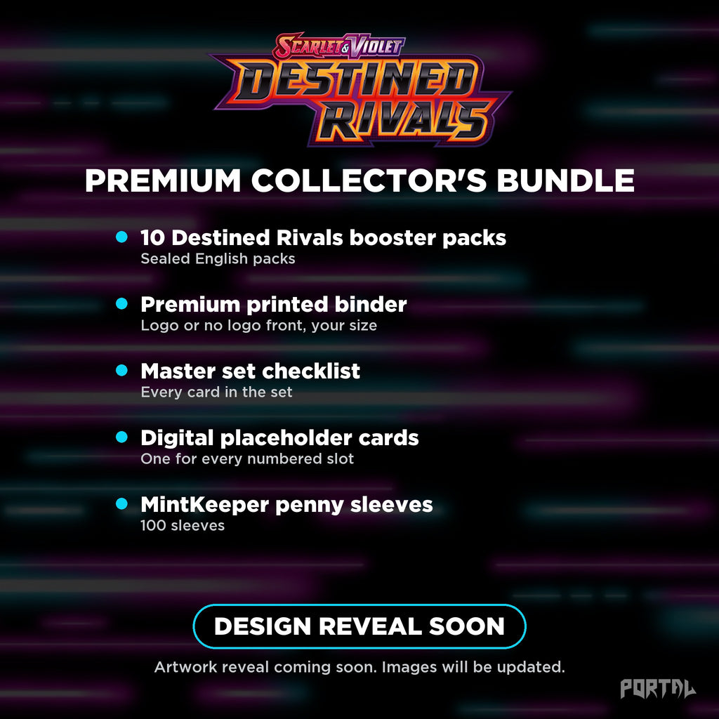 Pokemon Destined Rivals Premium Master Set Collector's Bundle, what's included, temporary image, Portal TCG