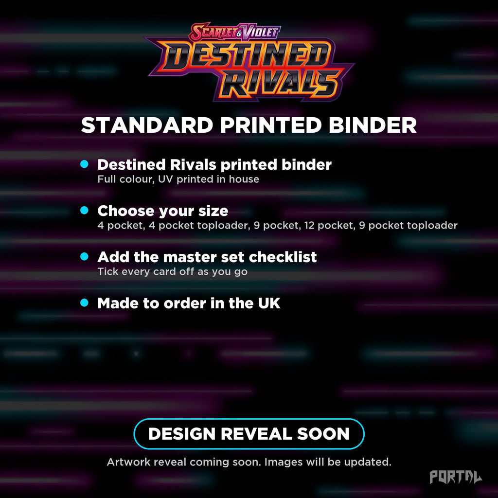 Pokemon Destined Rivals Standard Printed Binder, what you get, temporary image, Portal TCG