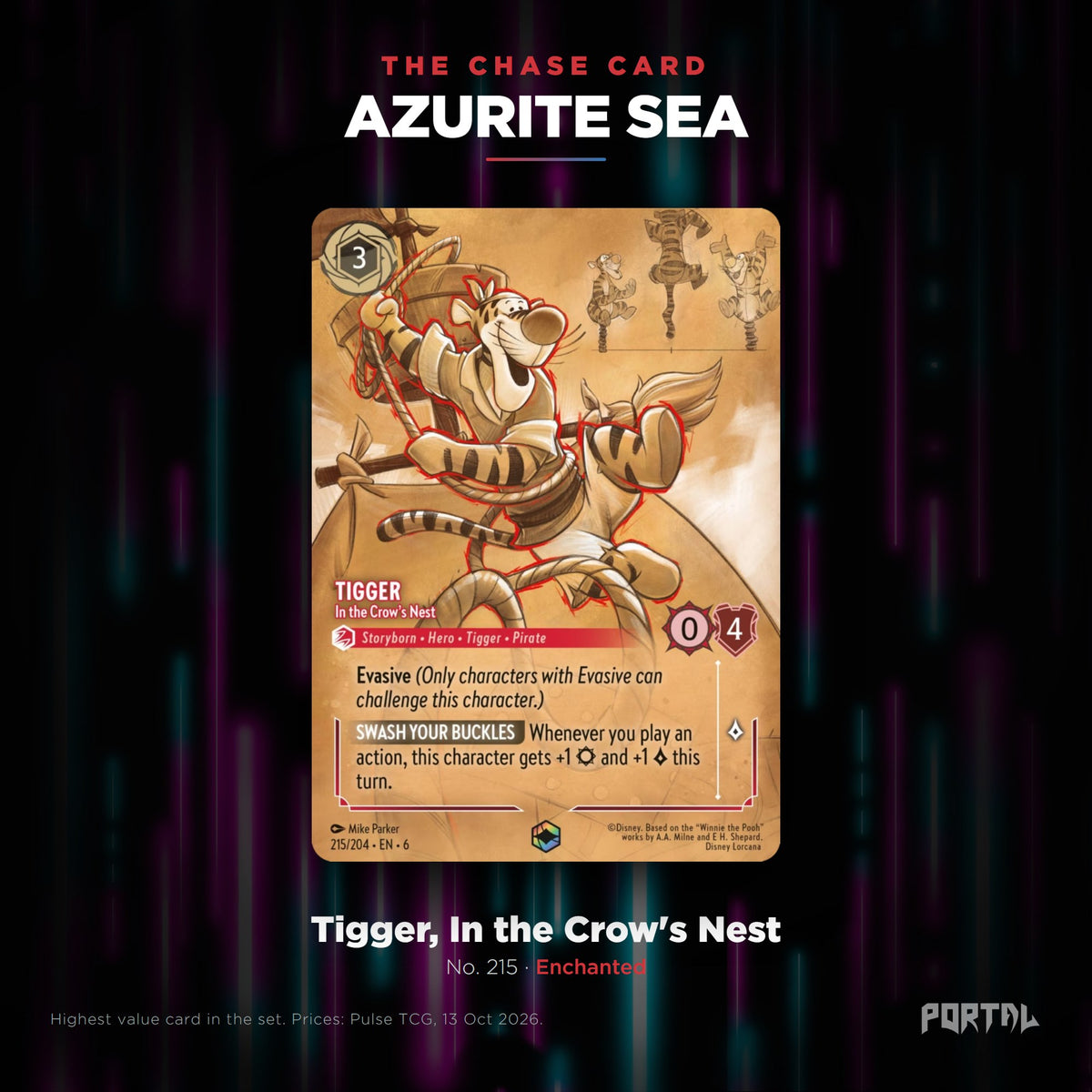 Azurite Sea chase card: Tigger, In the Crow's Nest, Portal TCG