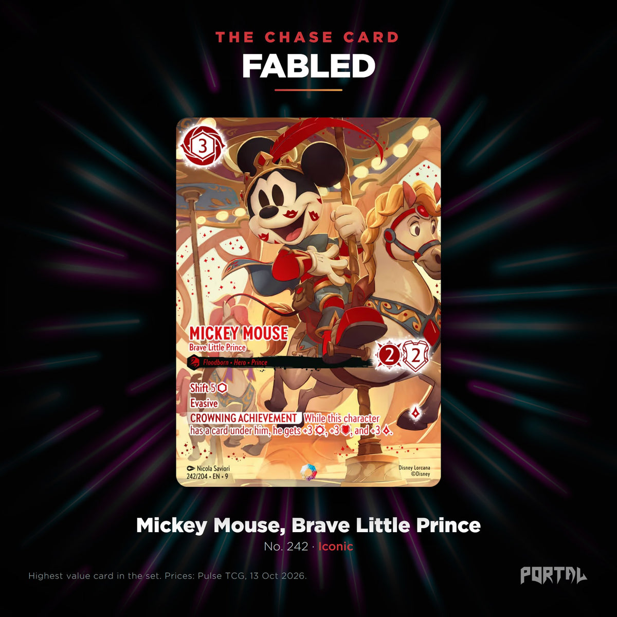 Fabled chase card: Mickey Mouse, Brave Little Prince, Portal TCG