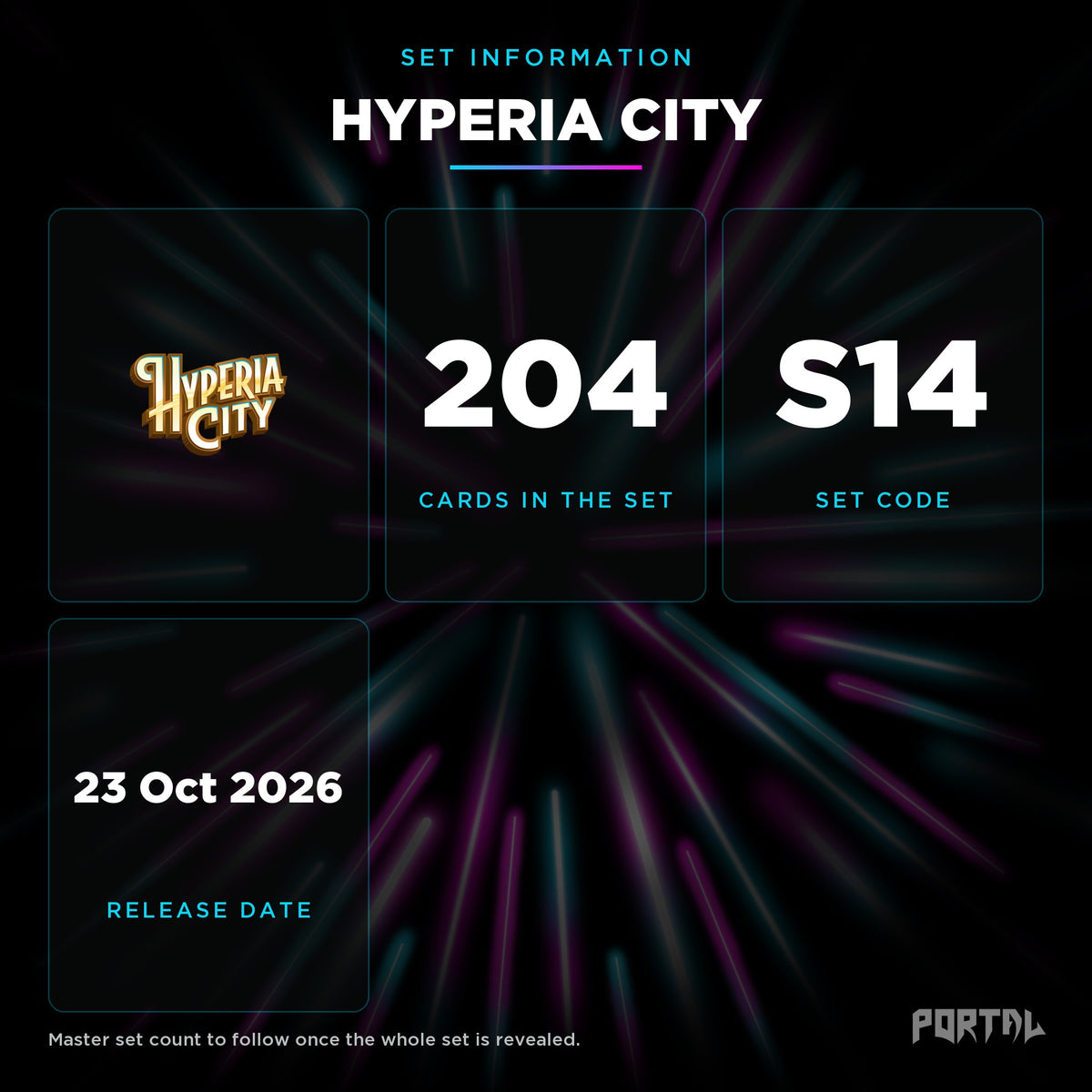 Hyperia City set information: 204 cards in the set, Portal TCG