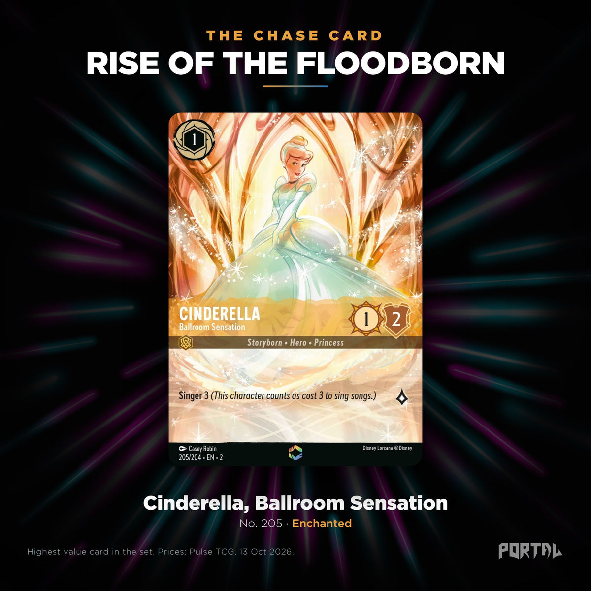 Rise of the Floodborn chase card: Cinderella, Ballroom Sensation, Portal TCG