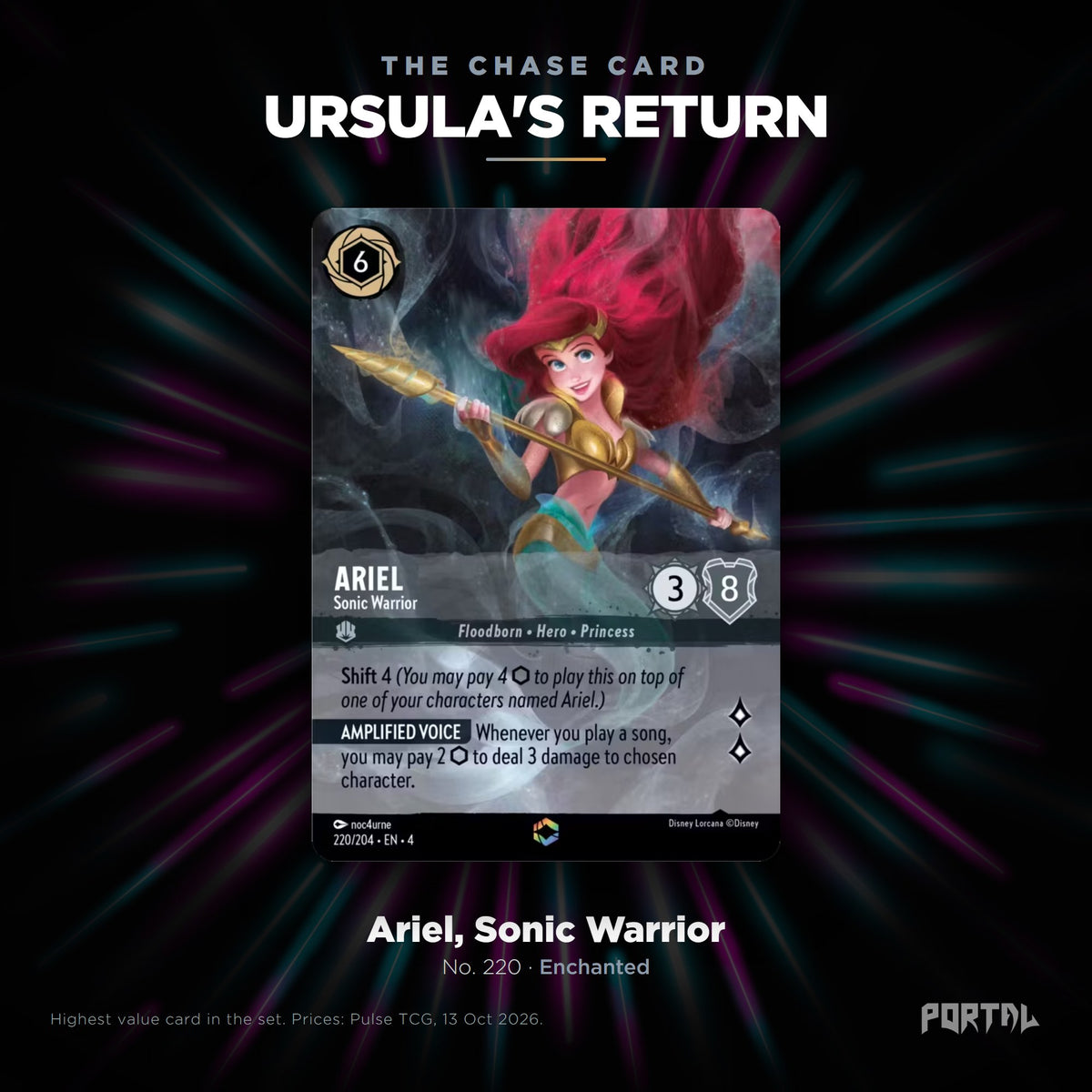 Ursula's Return chase card: Ariel, Sonic Warrior, Portal TCG