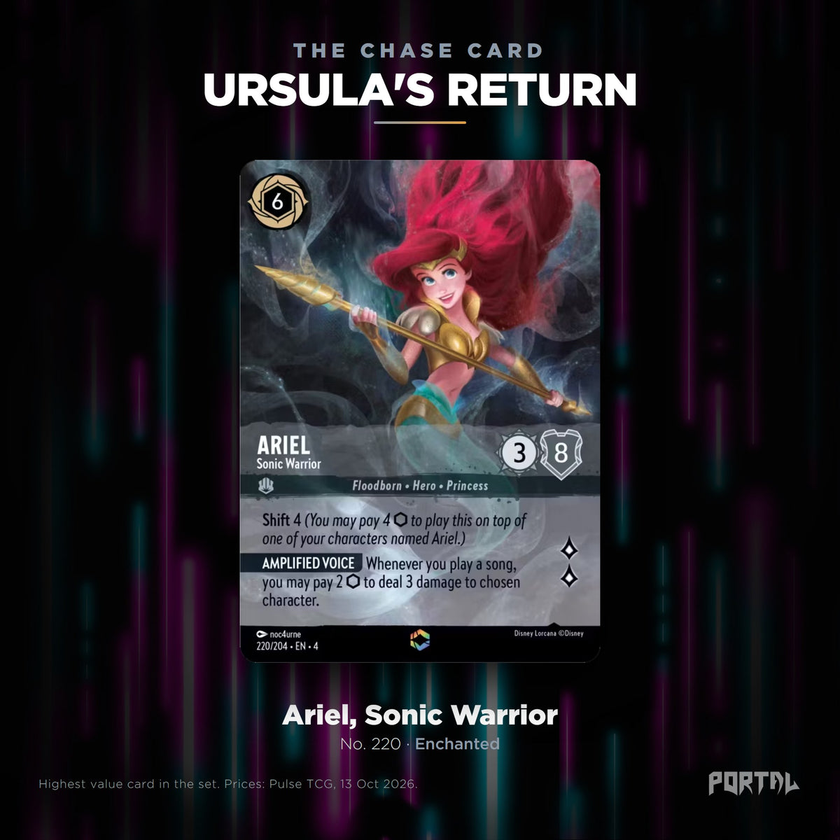 Ursula's Return chase card: Ariel, Sonic Warrior, Portal TCG