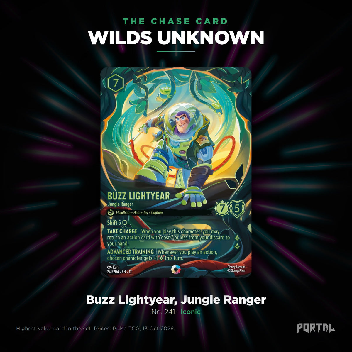 Wilds Unknown chase card: Buzz Lightyear, Jungle Ranger, Portal TCG
