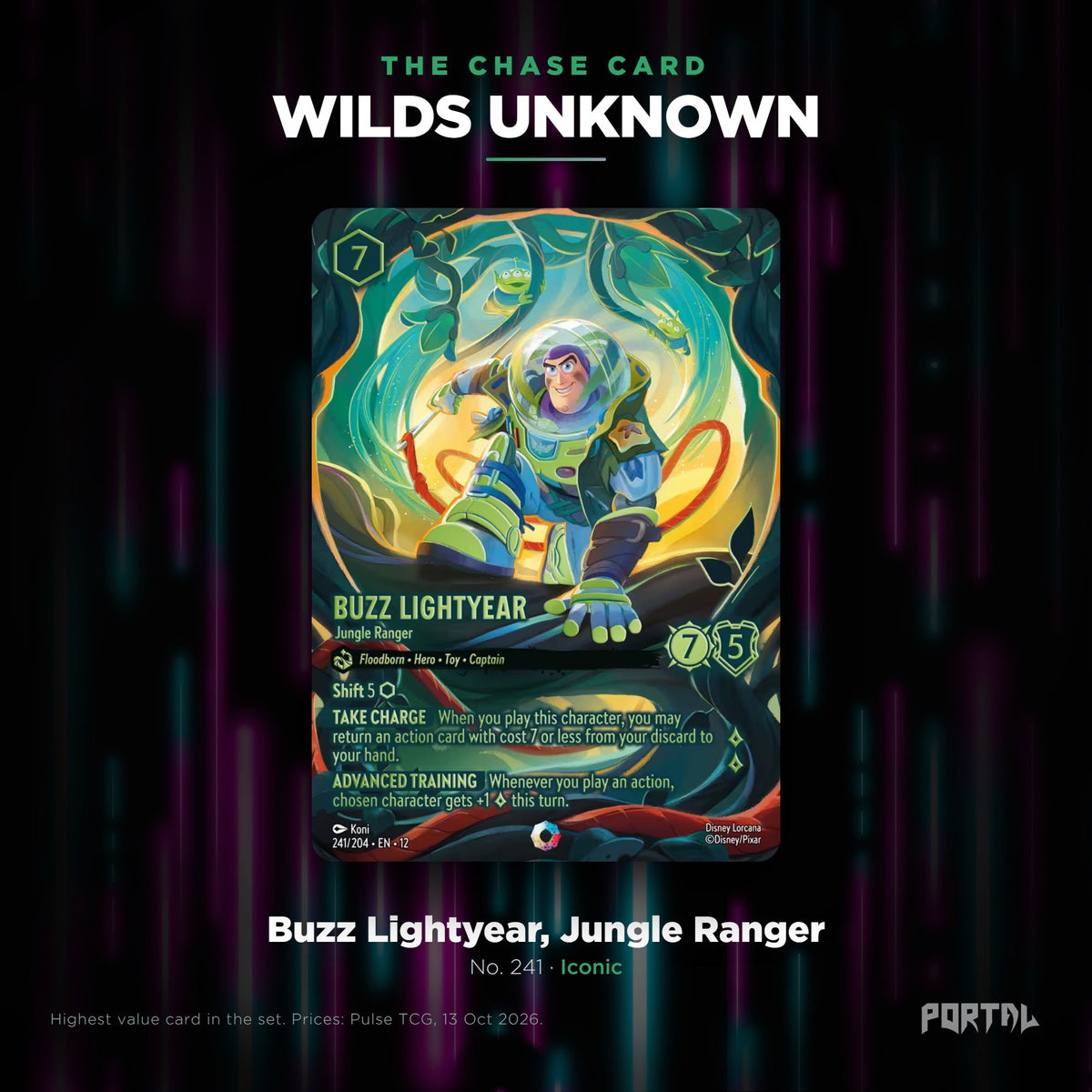 Wilds Unknown chase card: Buzz Lightyear, Jungle Ranger, Portal TCG