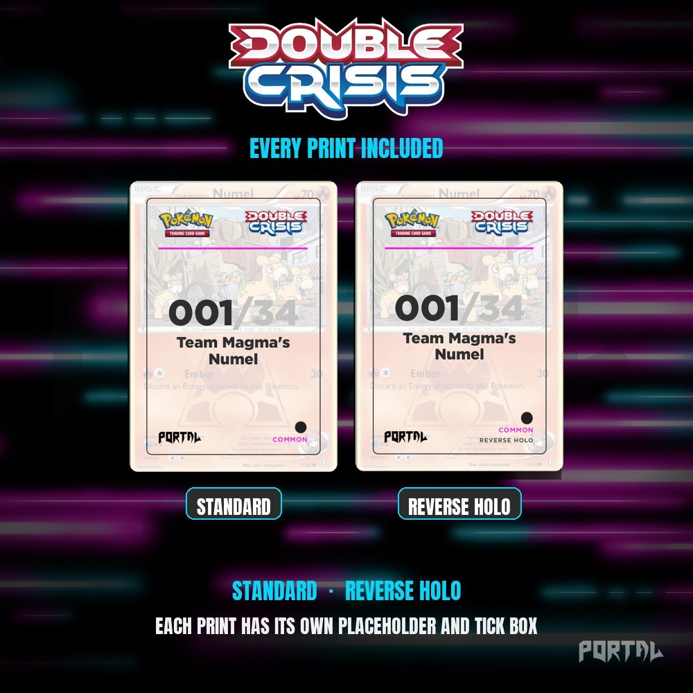 Pokemon Double Crisis master set placeholders, every print included, Portal TCG