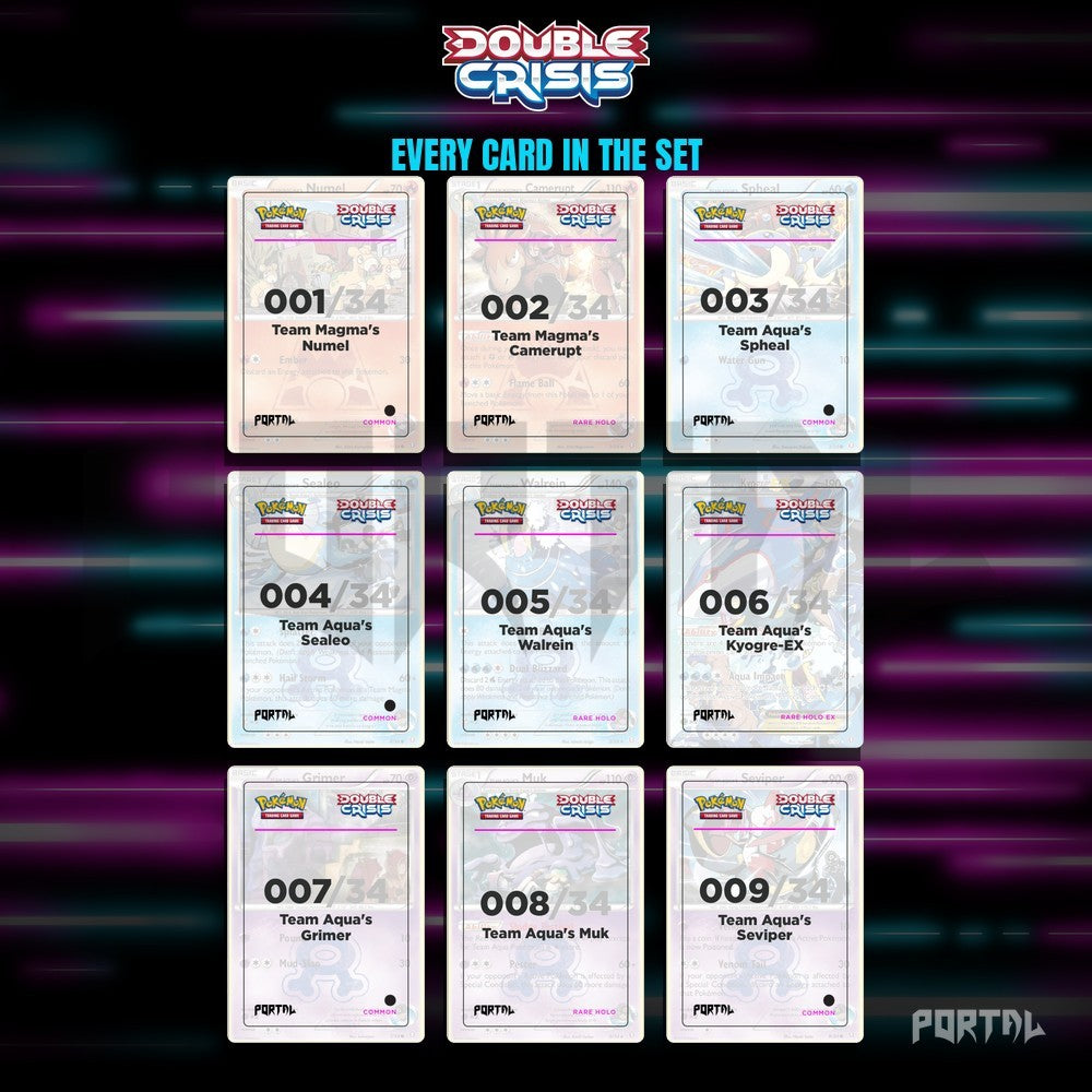 Pokemon Double Crisis master set placeholders, binder page, Portal TCG
