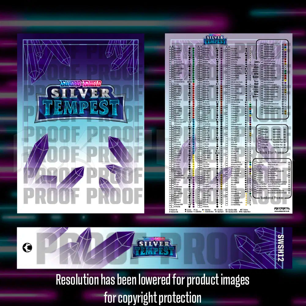 Pokemon Silver Tempest master set checklist vinyl sticker kit by Portal Customs