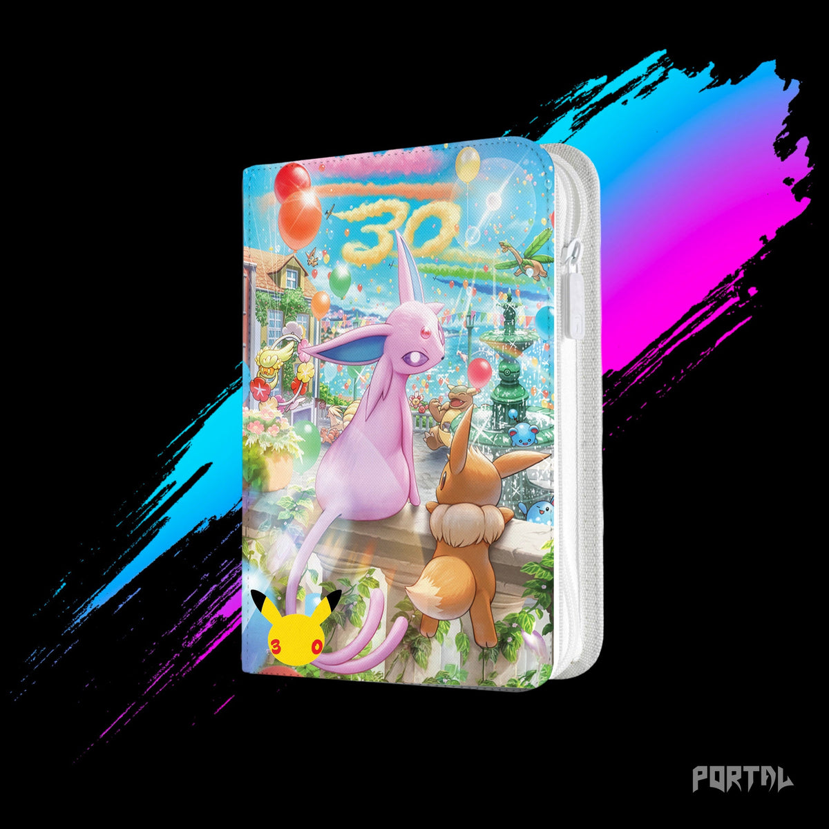 Pokemon Espeon 30th Anniversary binder, side view, Portal TCG